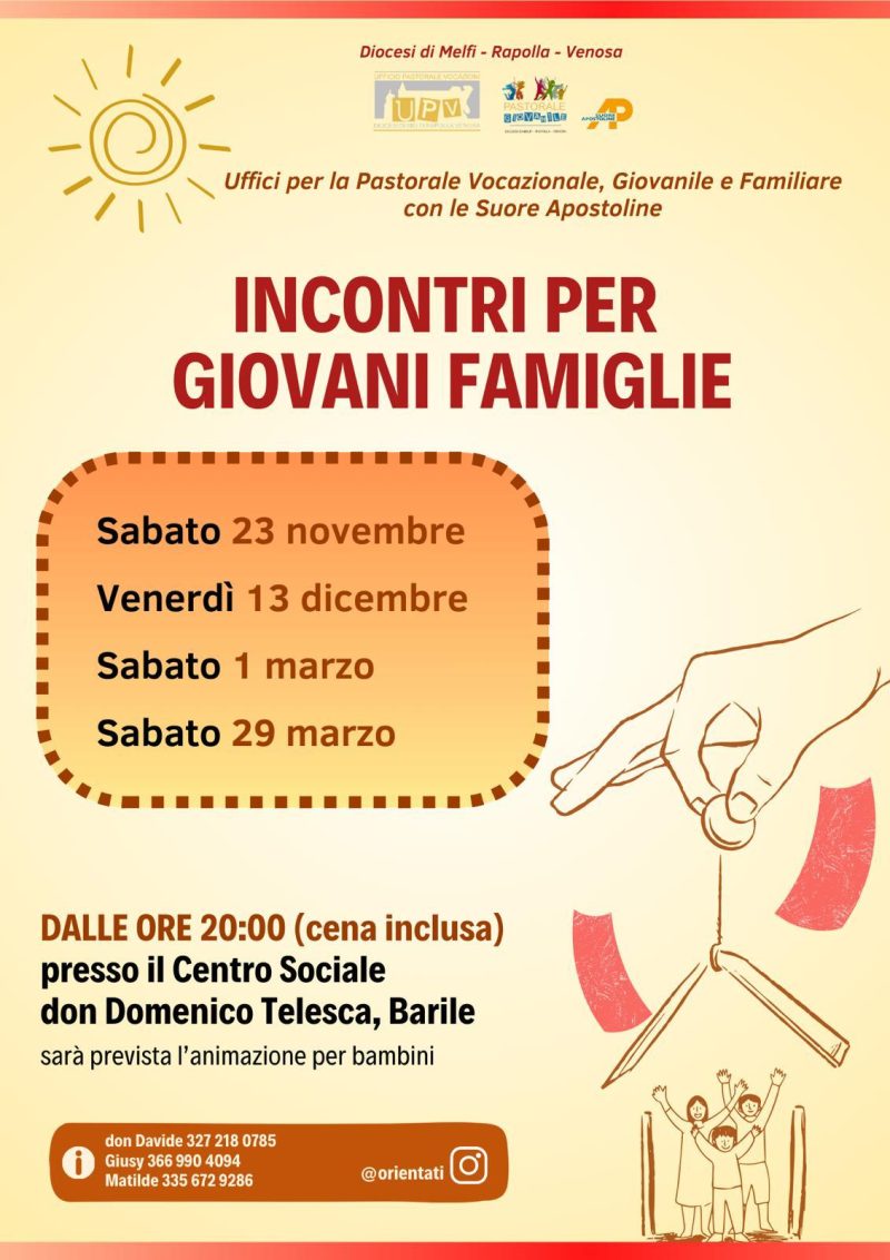 Incontri per giovani famiglie organizzati dalla Pastorale Vocazionale, Giovanile e Familiare con le Suore Apostoline